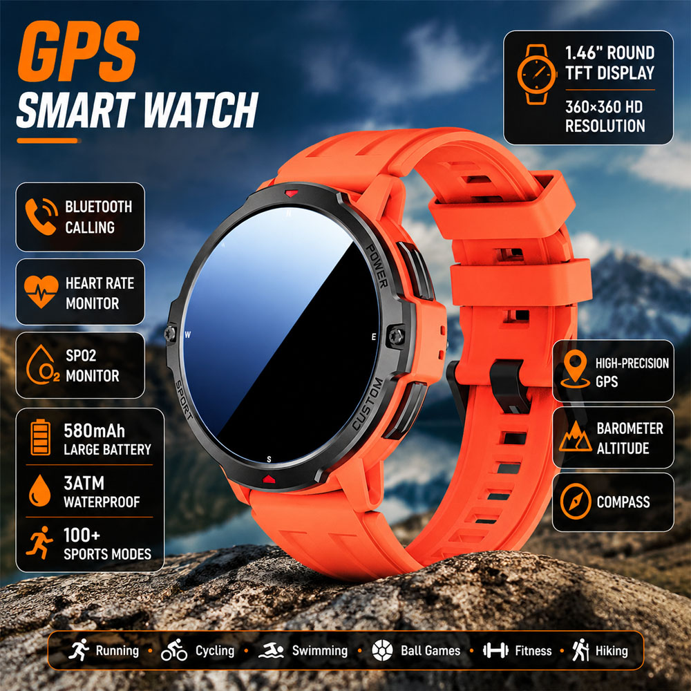Smartwatch Timex Watches For Men - Jam Tangan Pintar GPS Militer Giroskop