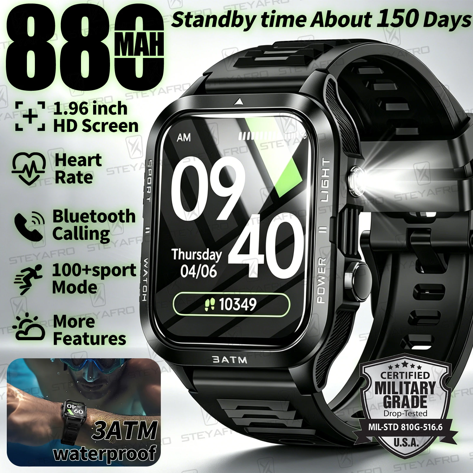 Smartwatch Health Watches - Jam Tangan Pintar Kelas Militer Pria