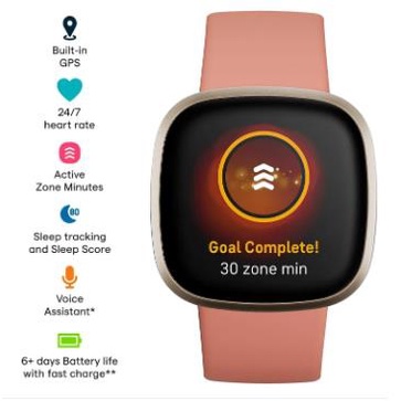 Fitbit Versa 3 Jam Tangan Pint - Smartwatch Health Watches ulasan dan harga