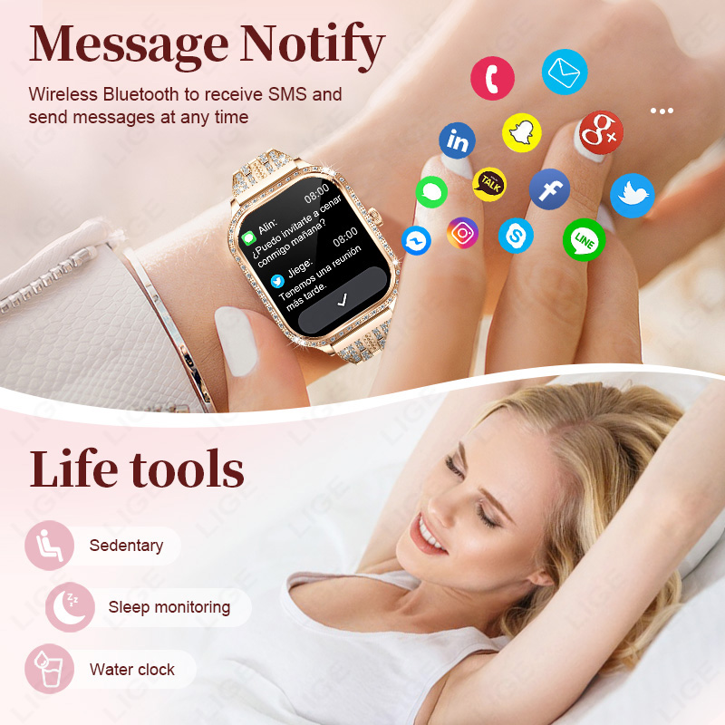 LIGE Jam Tangan Pintar Wanita  - Watches Ladies Smartwatch ulasan dan harga